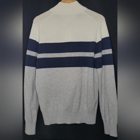 Tommy hilfiger white/grey/blue 1/4 zipup sweater - Picture 2 of 3